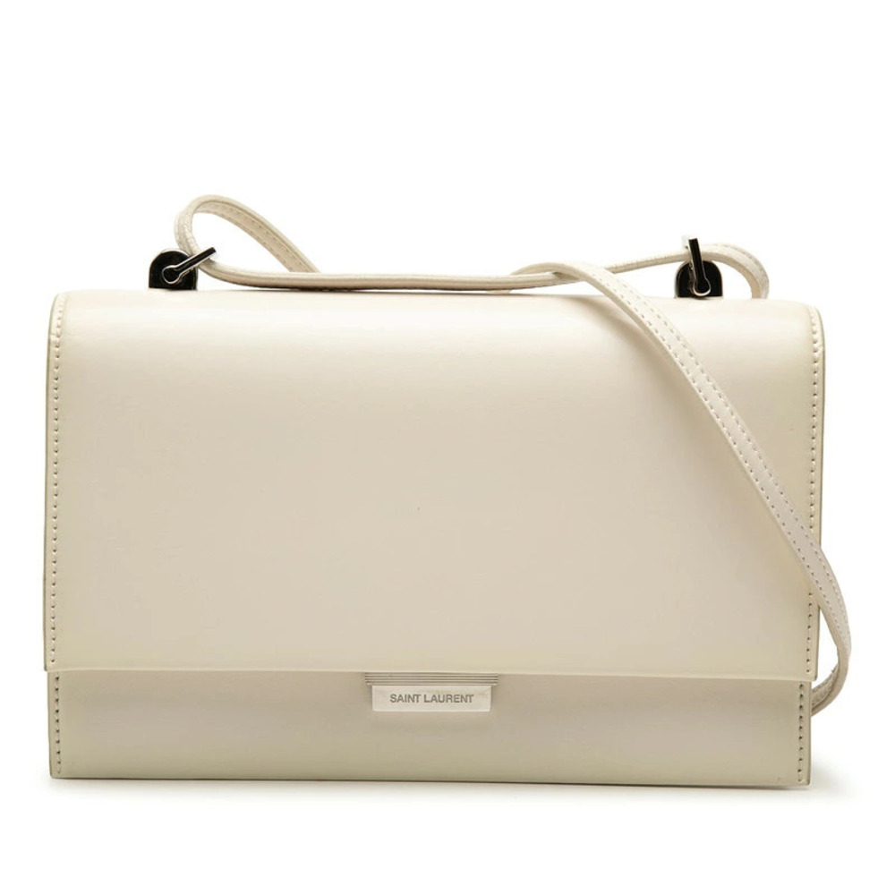 Saint Laurent Crossbody Flap Shoulder Bag White Leather